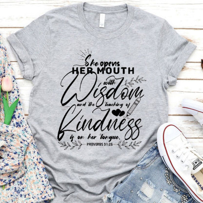 Proverbs 3126 Teacher Christian T-Shirt