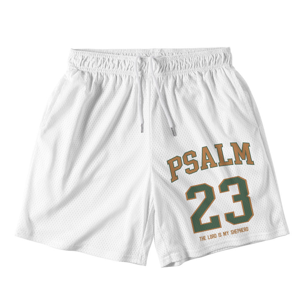 Psalm 23 White Christian Mesh Shorts