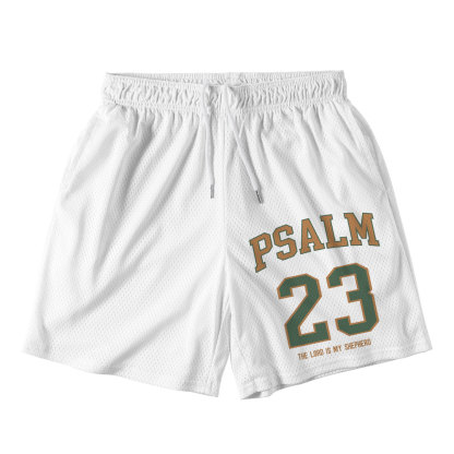 Psalm 23 White Christian Mesh Shorts