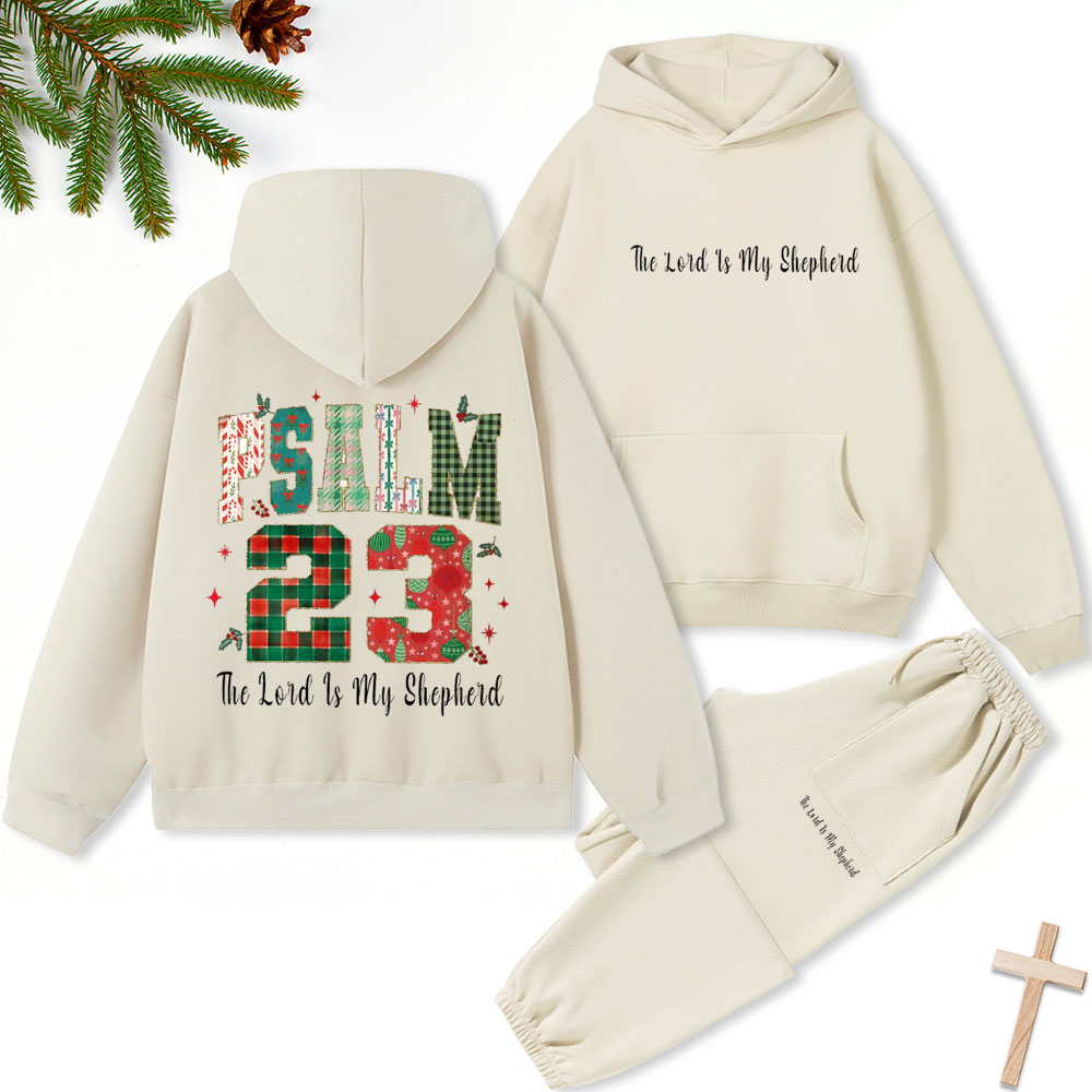 Psalm 23 Christian Christmas Premium Fleece Hoodie Set