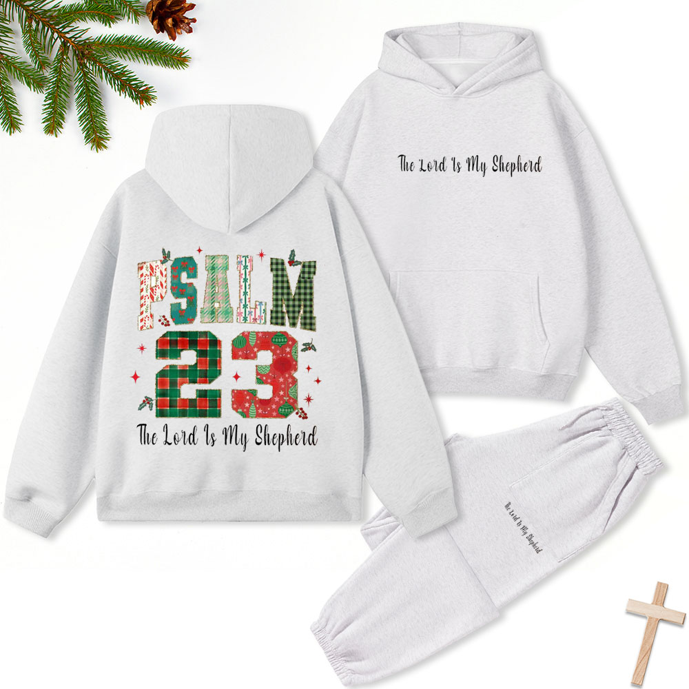 Psalm 23 Christian Christmas Premium Fleece Hoodie Set