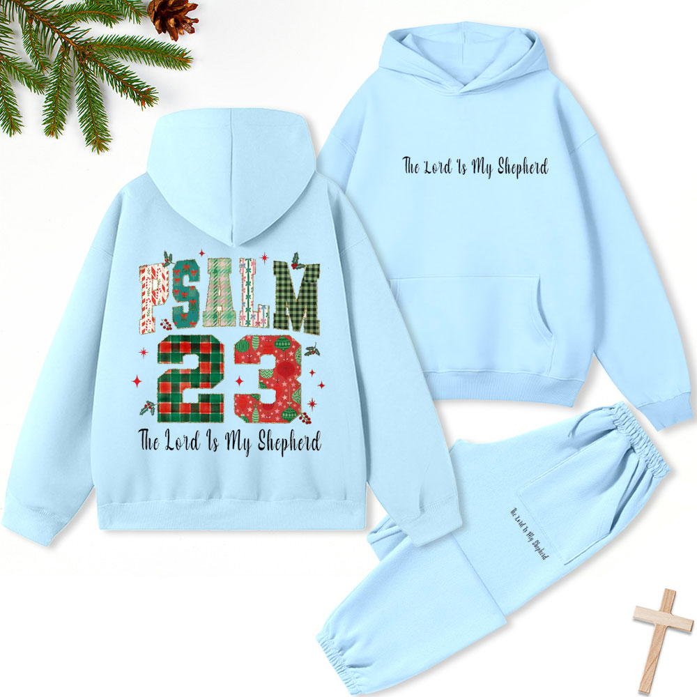 Psalm 23 Christian Christmas Premium Fleece Hoodie Set