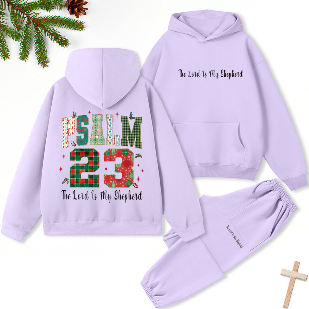 Psalm 23 Christian Christmas Premium Fleece Hoodie Set