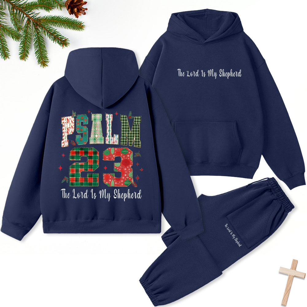 Psalm 23 Christian Christmas Premium Fleece Hoodie Set
