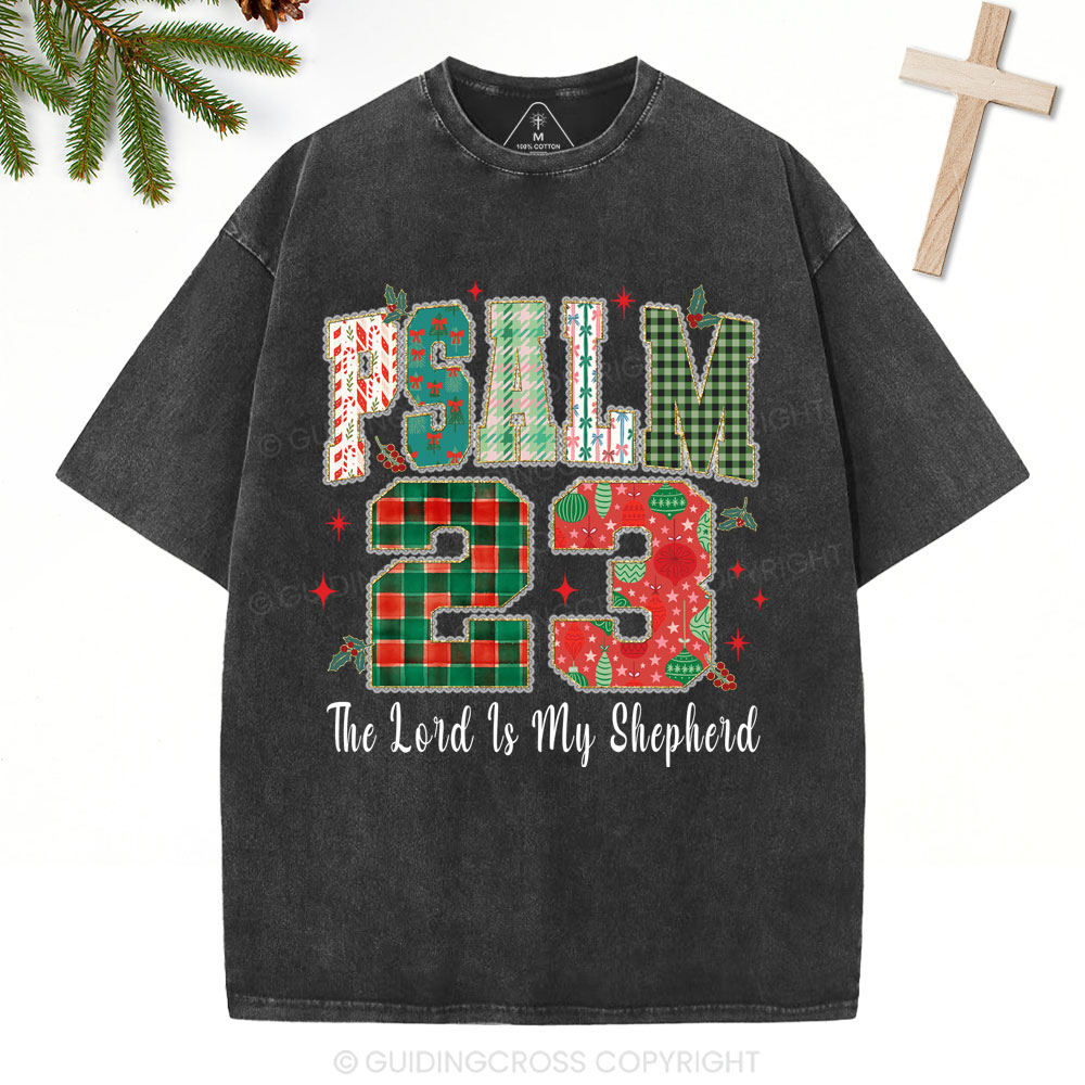 Psalm 23 Christian Christmas Washed T-Shirt