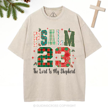 Psalm 23 Christian Christmas Washed T-Shirt