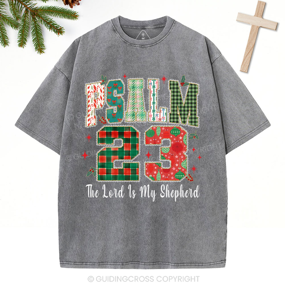 Psalm 23 Christian Christmas Washed T-Shirt