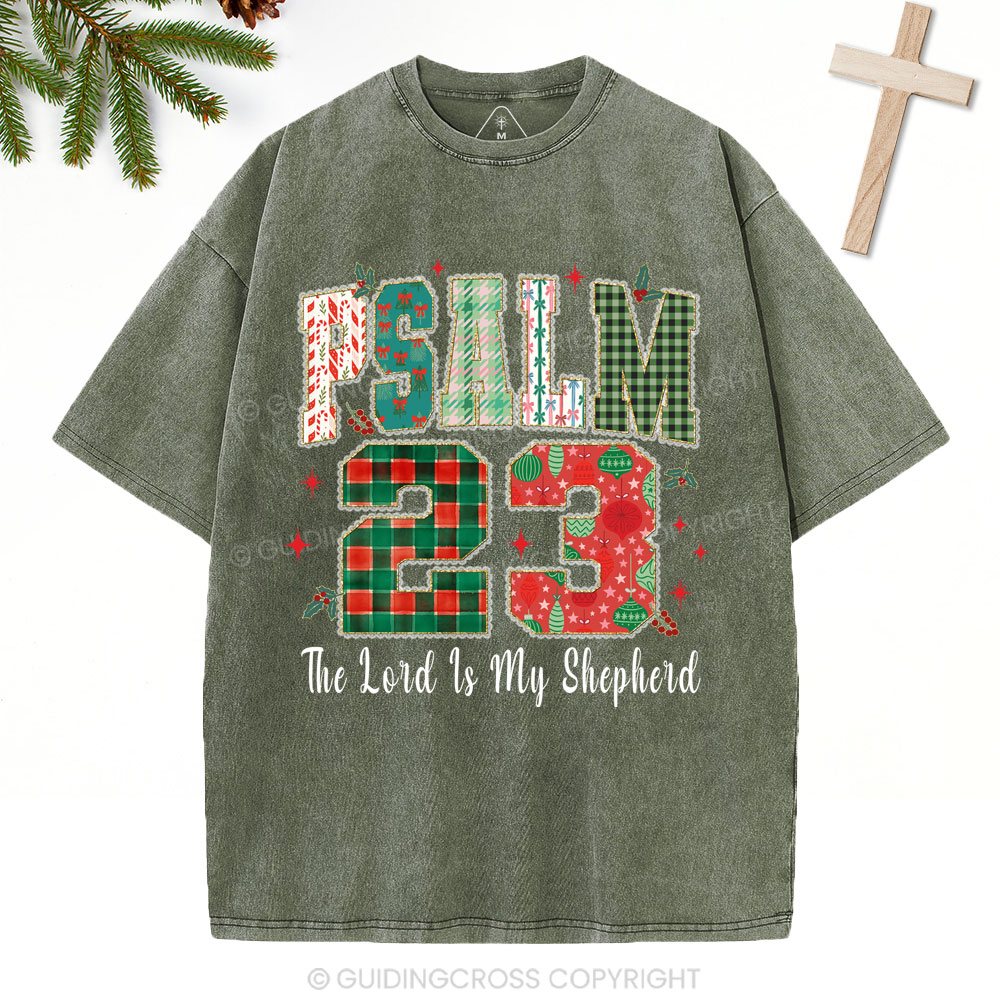 Psalm 23 Christian Christmas Washed T-Shirt