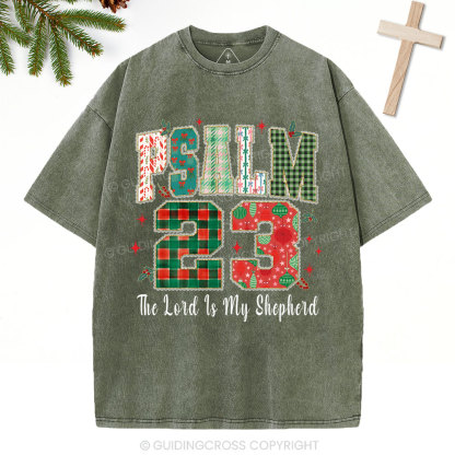 Psalm 23 Christian Christmas Washed T-Shirt