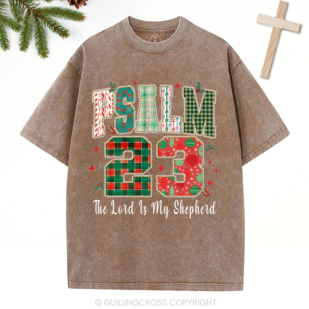 Psalm 23 Christian Christmas Washed T-Shirt