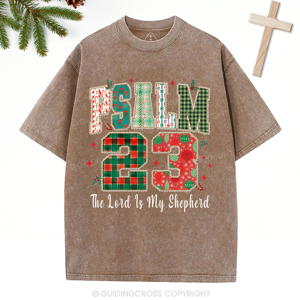 Psalm 23 Christian Christmas Washed T-Shirt