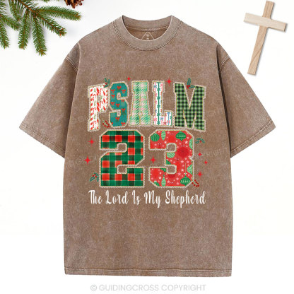 Psalm 23 Christian Christmas Washed T-Shirt