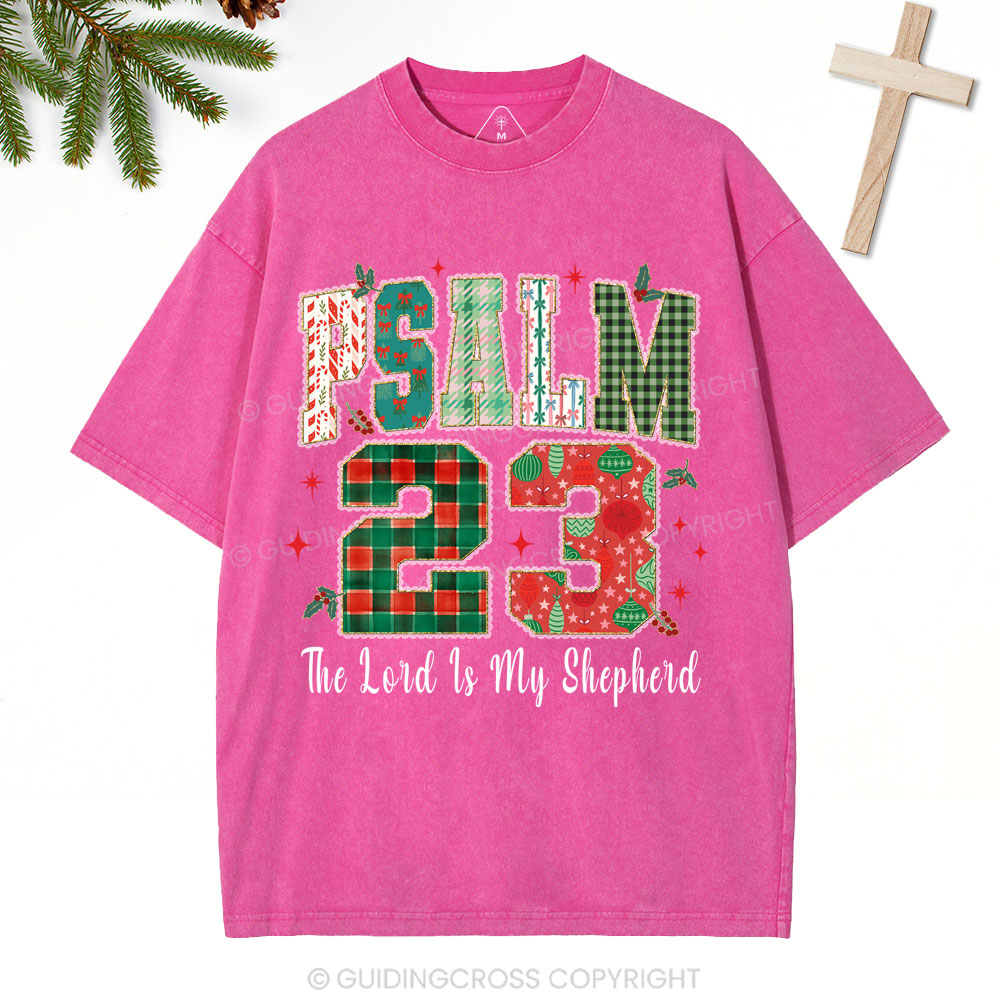 Psalm 23 Christian Christmas Washed T-Shirt