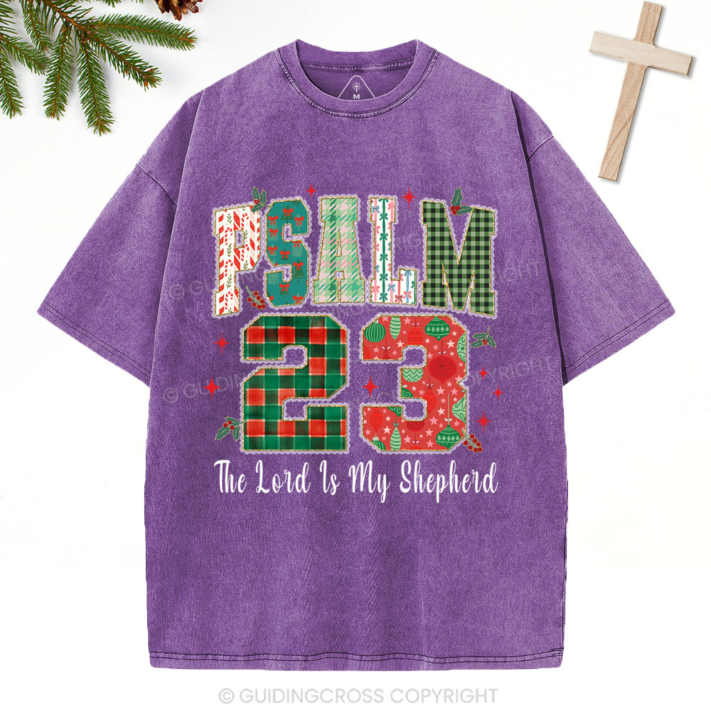 Psalm 23 Christian Christmas Washed T-Shirt