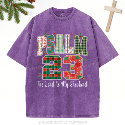 Psalm 23 Christian Christmas Washed T-Shirt