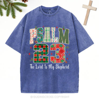 Psalm 23 Christian Christmas Washed T-Shirt