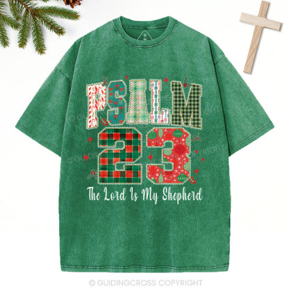 Psalm 23 Christian Christmas Washed T-Shirt