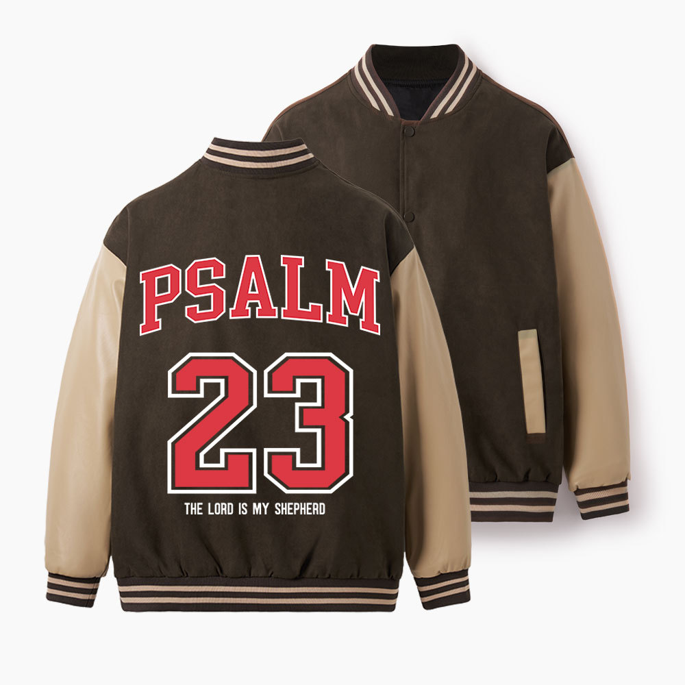 Psalm 23 Christian Color Block Baseball Jacket