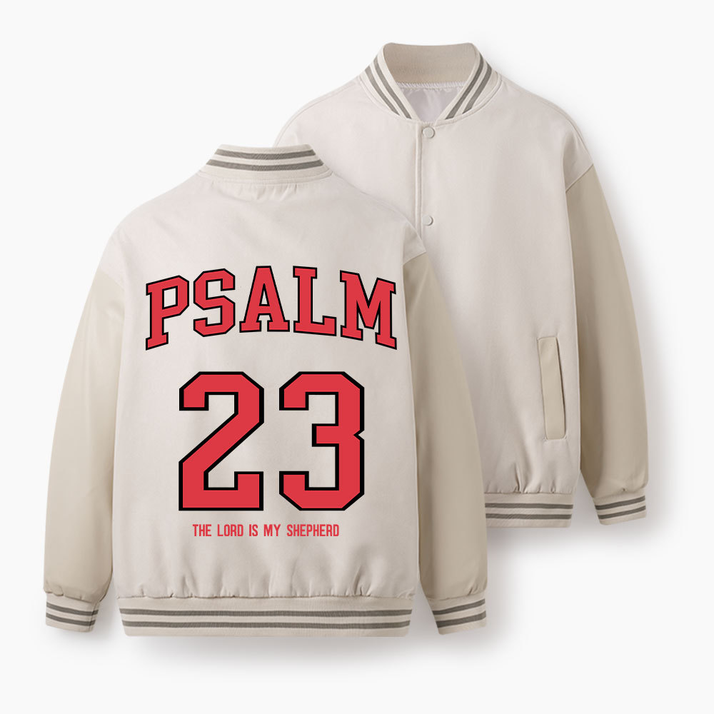 Psalm 23 Christian Color Block Baseball Jacket