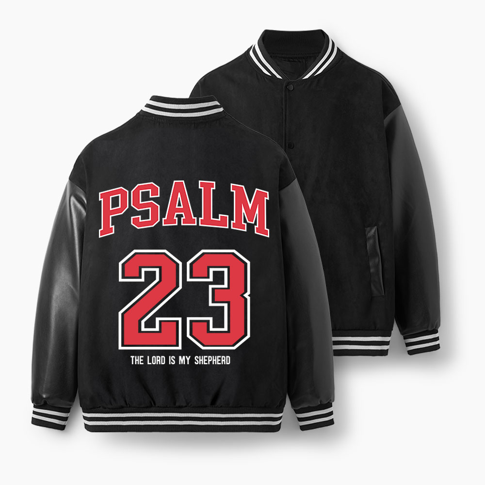 Psalm 23 Christian Color Block Baseball Jacket
