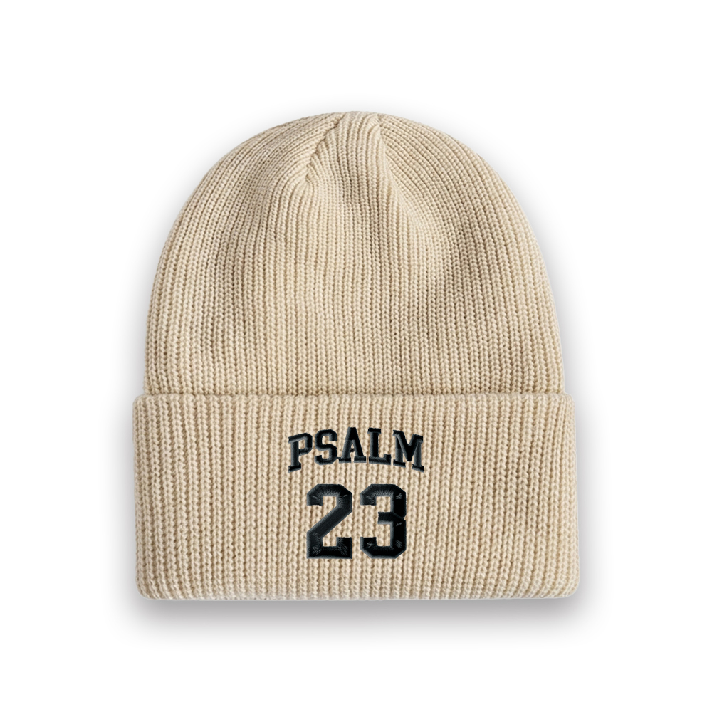 Psalm 23 Christian Embroidered Knit Beanie