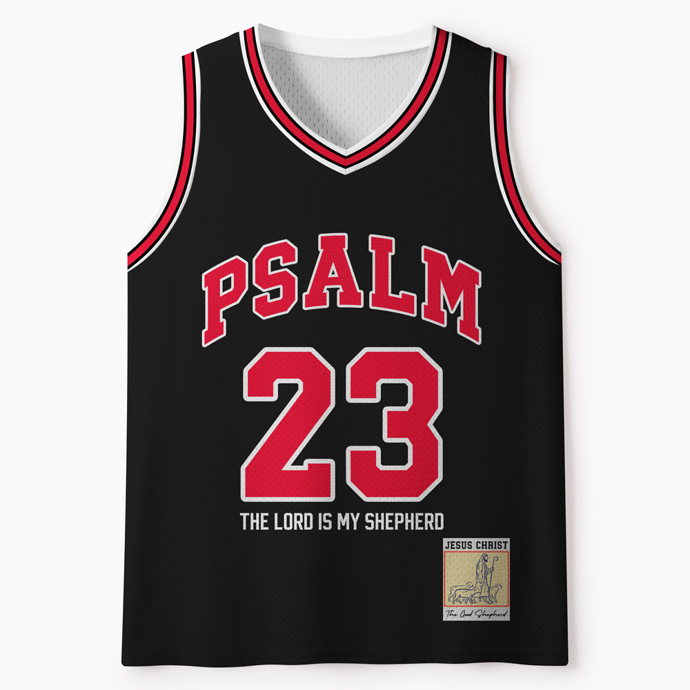 Psalm 23 Black Christian Mesh Jersey Tank Top