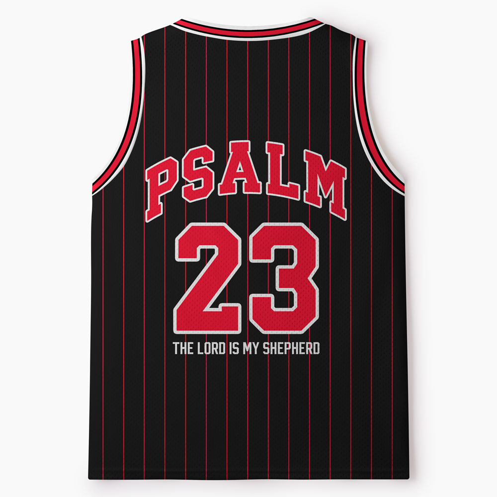 Psalm 23 Black Stripes Christian Mesh Jersey Tank Top