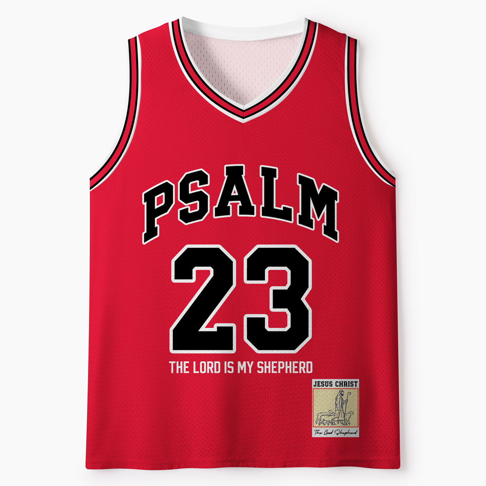 Psalm 23 Red Christian Mesh Jersey Tank Top