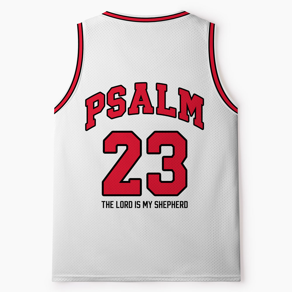 Psalm 23 White Christian Mesh Jersey Tank Top