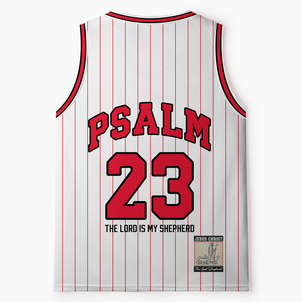 Psalm 23 White Stripes Christian Mesh Jersey Tank Top