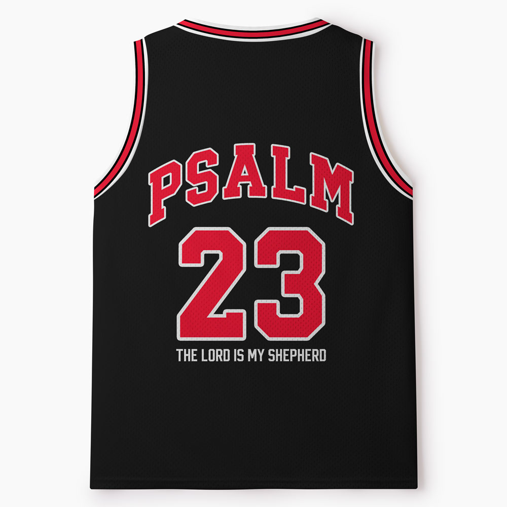 Psalm 23 Black Christian Mesh Jersey Tank Top