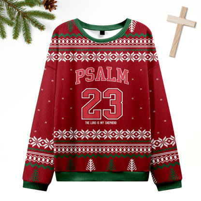 Red Psalm 23 Christian Ugly Christmas Sweatshirt
