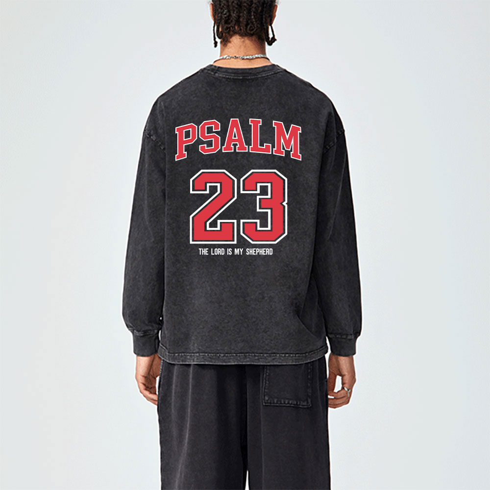 Psalm 23 Christian Washed Long Sleeve T-Shirt