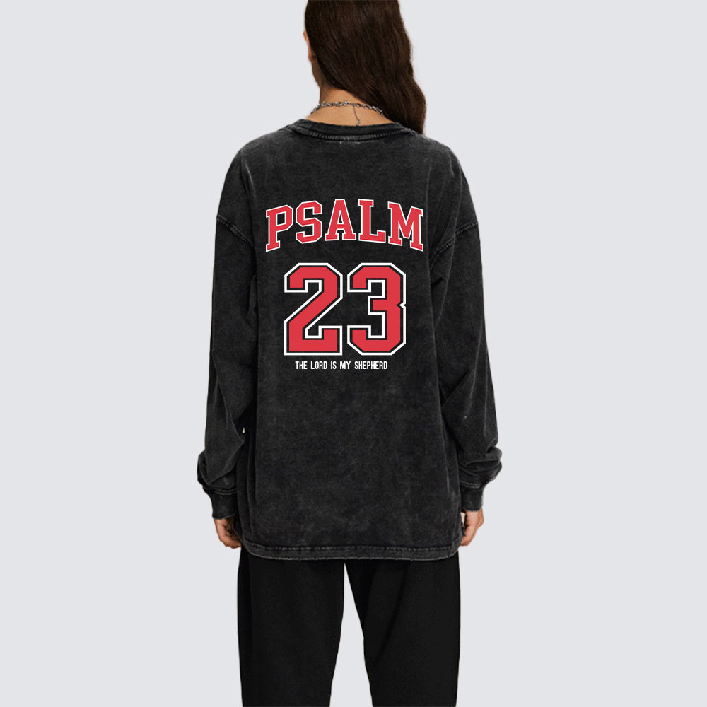 Psalm 23 Christian Washed Long Sleeve T-Shirt