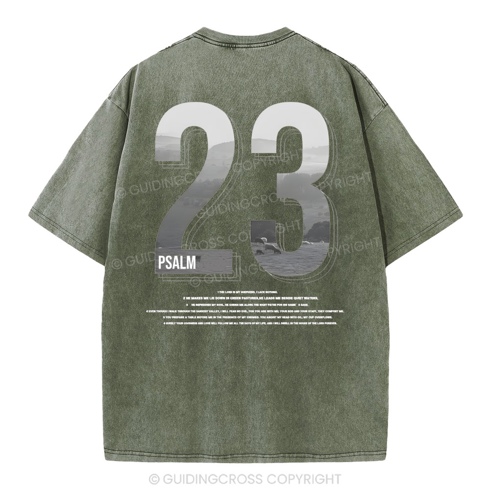 Psalm 23 Christian Washed T-Shirt