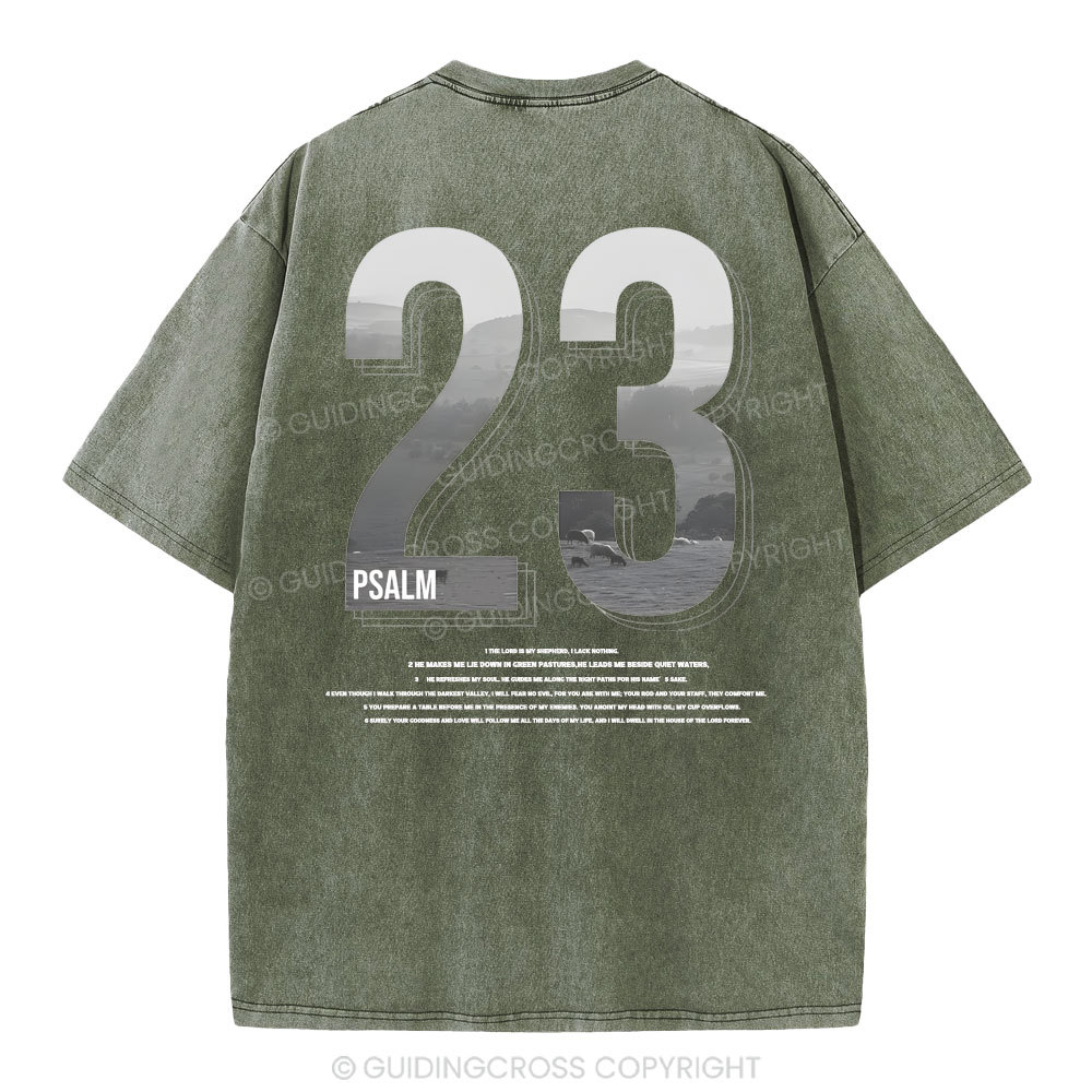 Psalm 23 Christian Washed T-Shirt