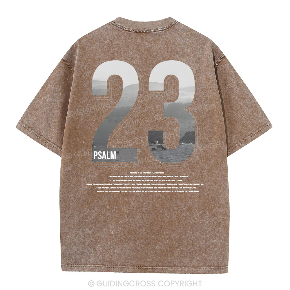 Psalm 23 Christian Washed T-Shirt