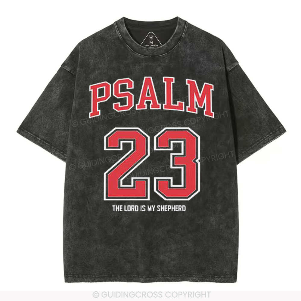 Image of Psalm 23 Christian Washed T-Shirt