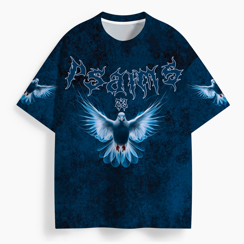 Psalm 23 Dove Oversized All-Over Print Christian T-Shirt