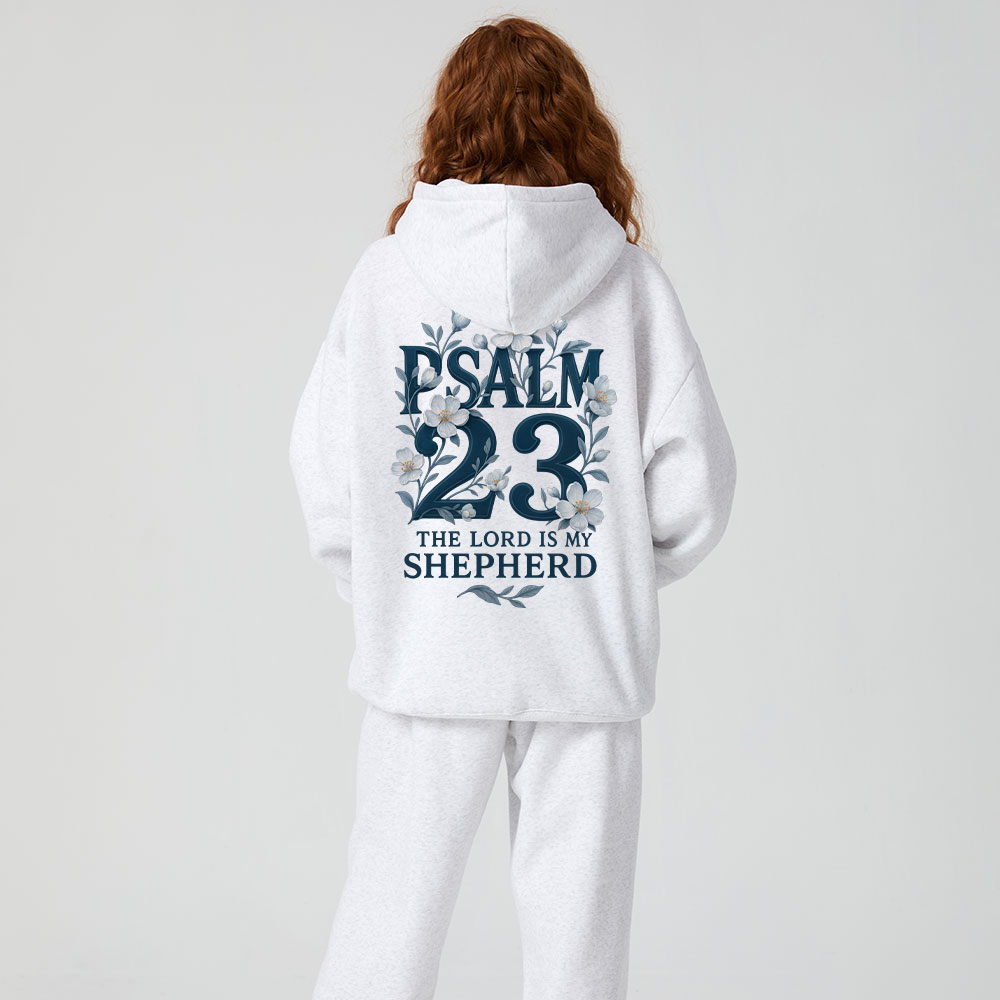 Psalm 23 Flower Christian Fleece Hoodie Set
