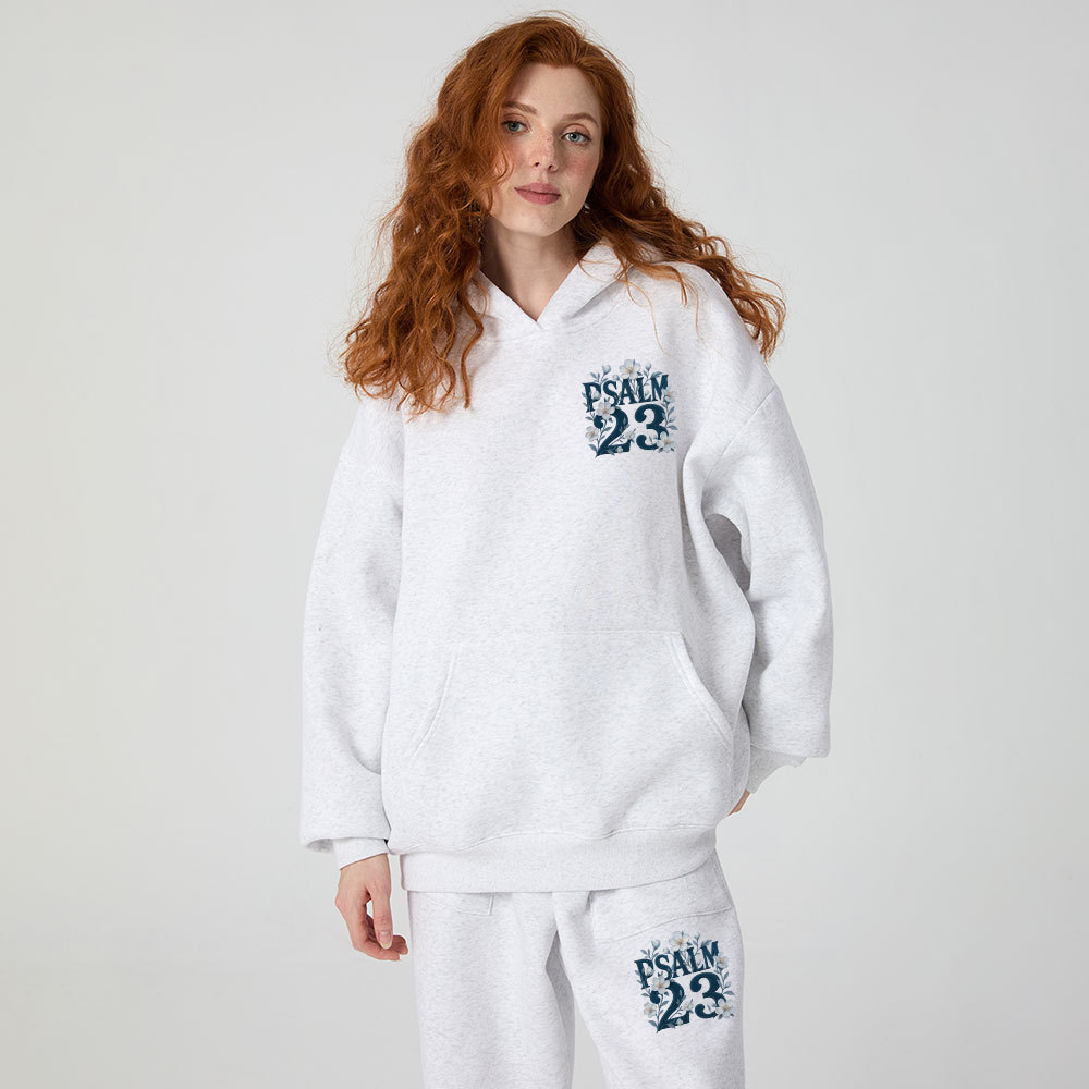 Psalm 23 Flower Christian Fleece Hoodie Set