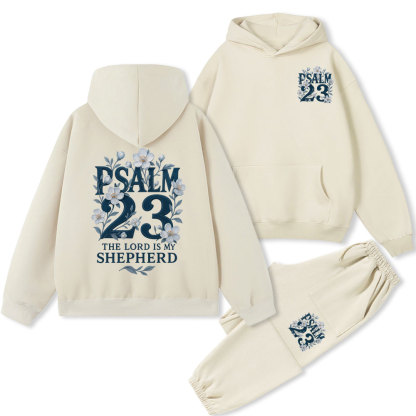 Psalm 23 Flower Christian Fleece Hoodie Set
