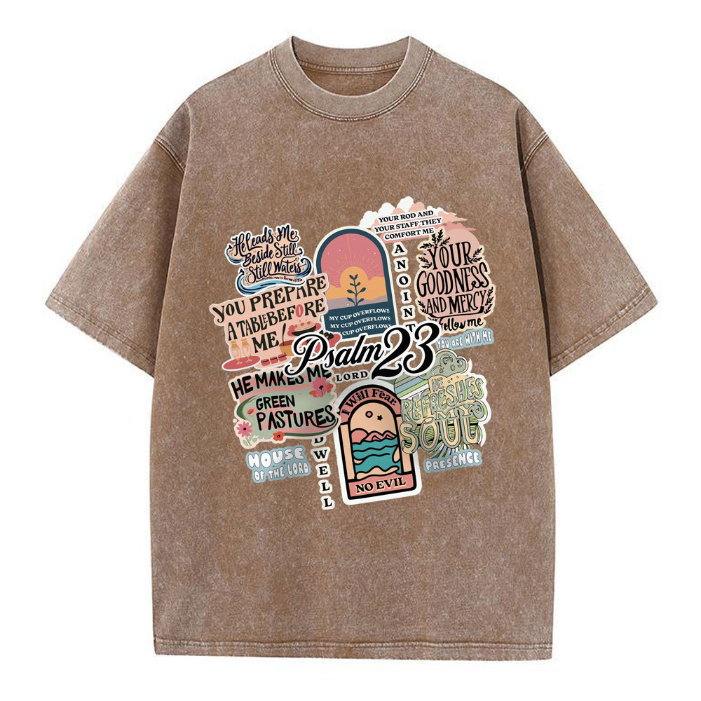 Psalm 23 Inspiration Christian Washed T-Shirt