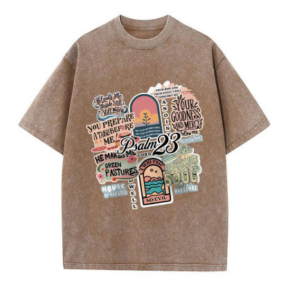 Psalm 23 Inspiration Christian Washed T-Shirt