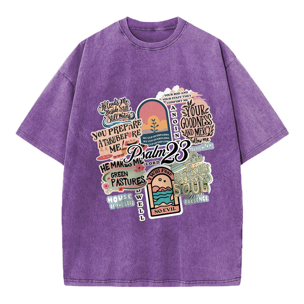 Psalm 23 Inspiration Christian Washed T-Shirt