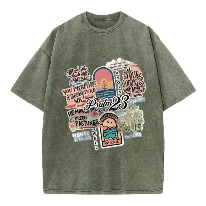 Psalm 23 Inspiration Christian Washed T-Shirt