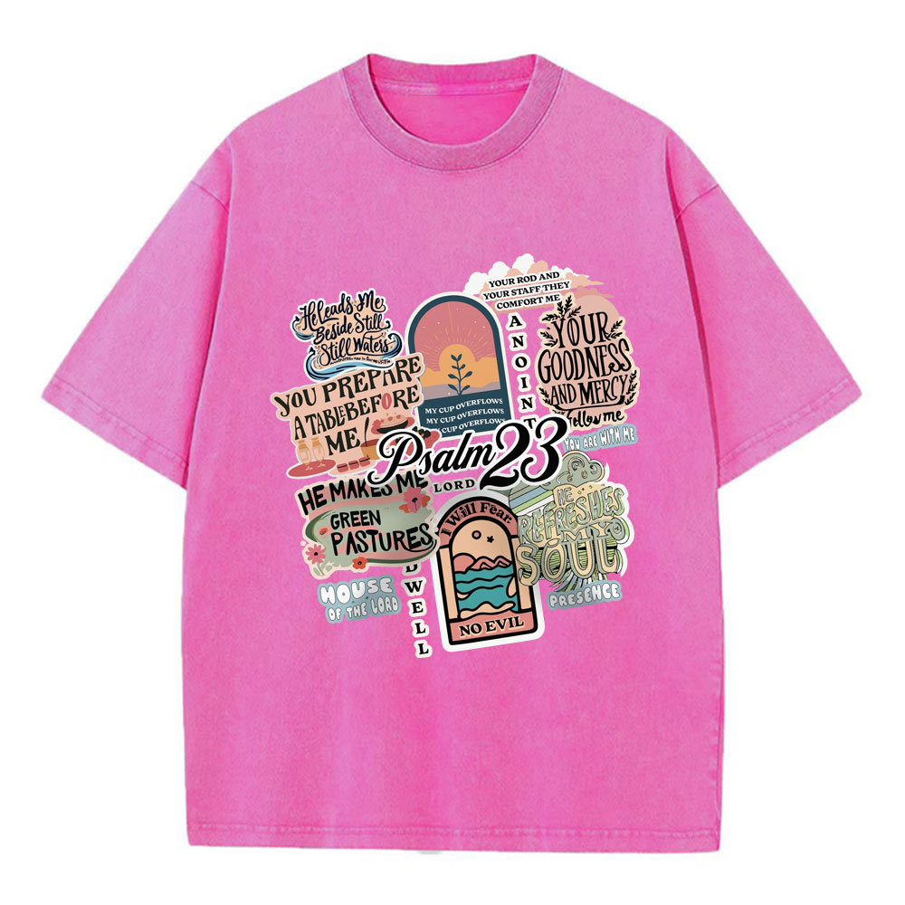Psalm 23 Inspiration Christian Washed T-Shirt