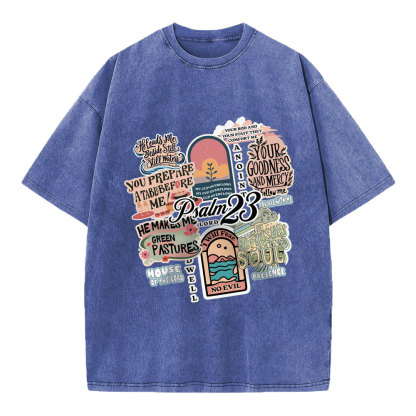 Psalm 23 Inspiration Christian Washed T-Shirt