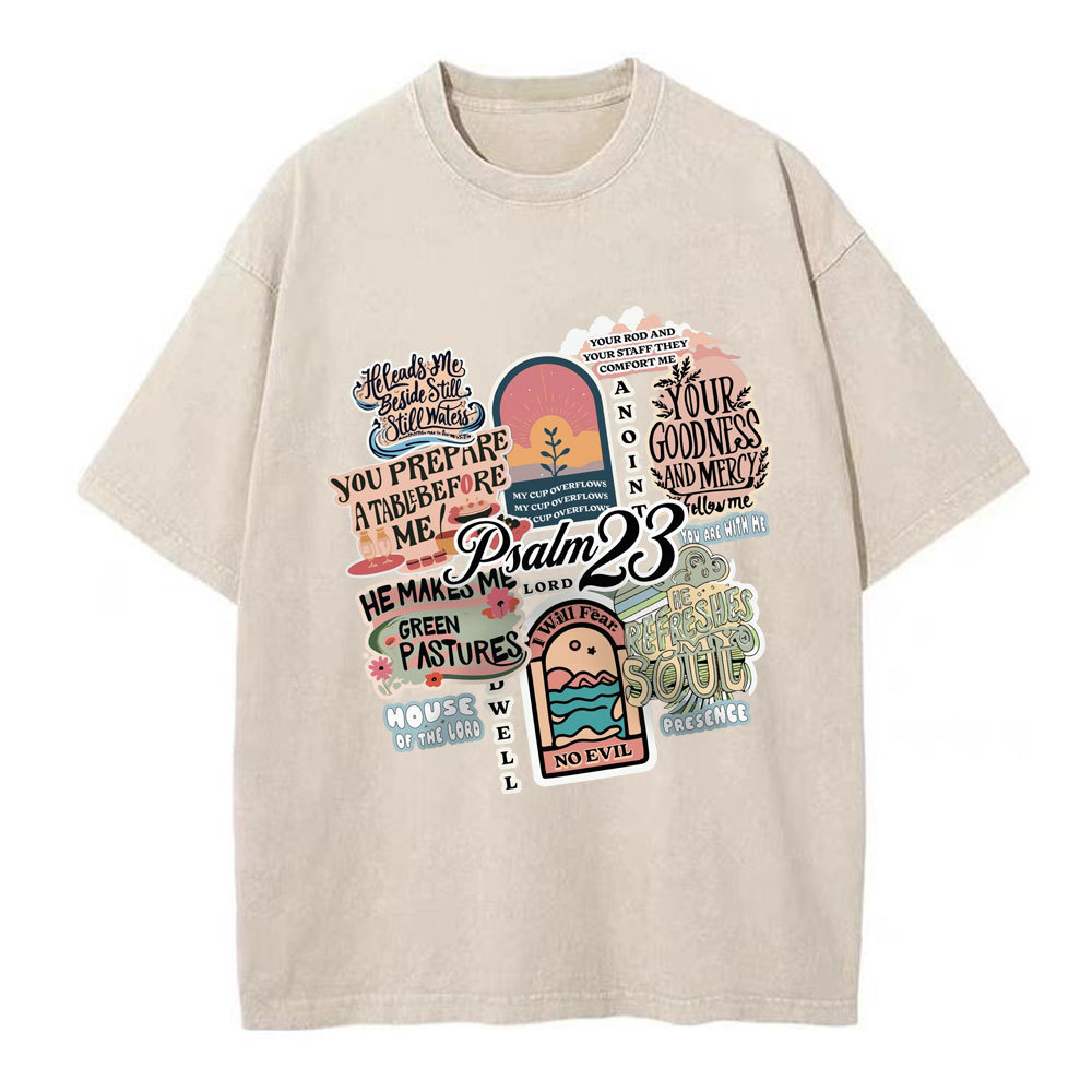 Psalm 23 Inspiration Christian Washed T-Shirt