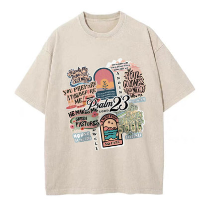 Psalm 23 Inspiration Christian Washed T-Shirt